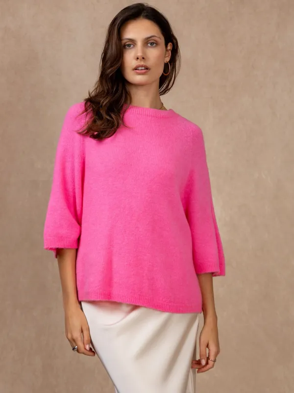 Produit Pull col rond manches raglan 3/4 en alpaga et laine Image