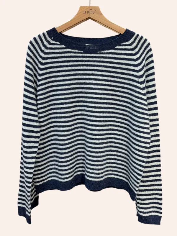 Produit Pull col rond à rayure manches longues en 100% laine merinos Image
