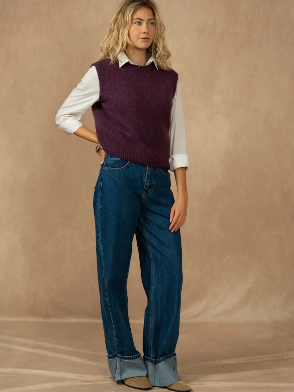 Produit Pull col rond sans manches en kid mohair et laine Image