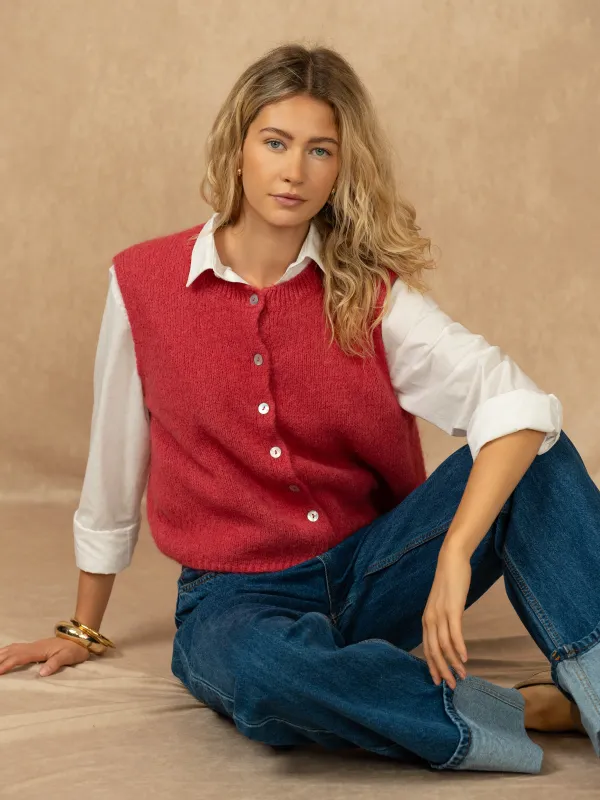 Produit Gilet boutonné col rond sans manches en kid mohair Image