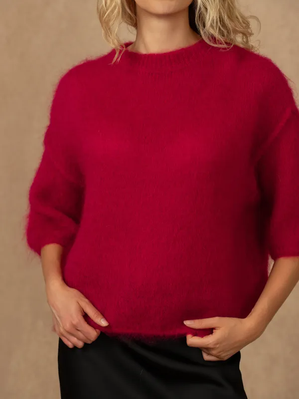 Produit Pull col rond manches courtes en 80% kid mohair Image