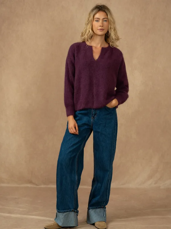 Produit Pull col ouvert en V manches longues en angora Image