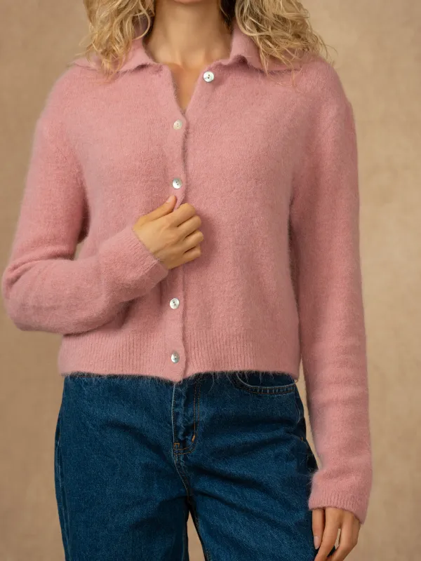 Produit Cardigan col polo boutonné manches longues en angora et laine Image