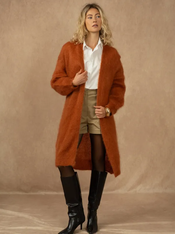 Produit Cardigan long ouvert en 80% kid mohair Image